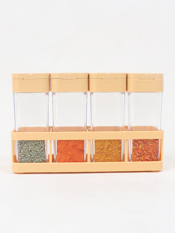 Novel Herb and Spice Rack with 4 Plastic Jar Bottles Fawn
