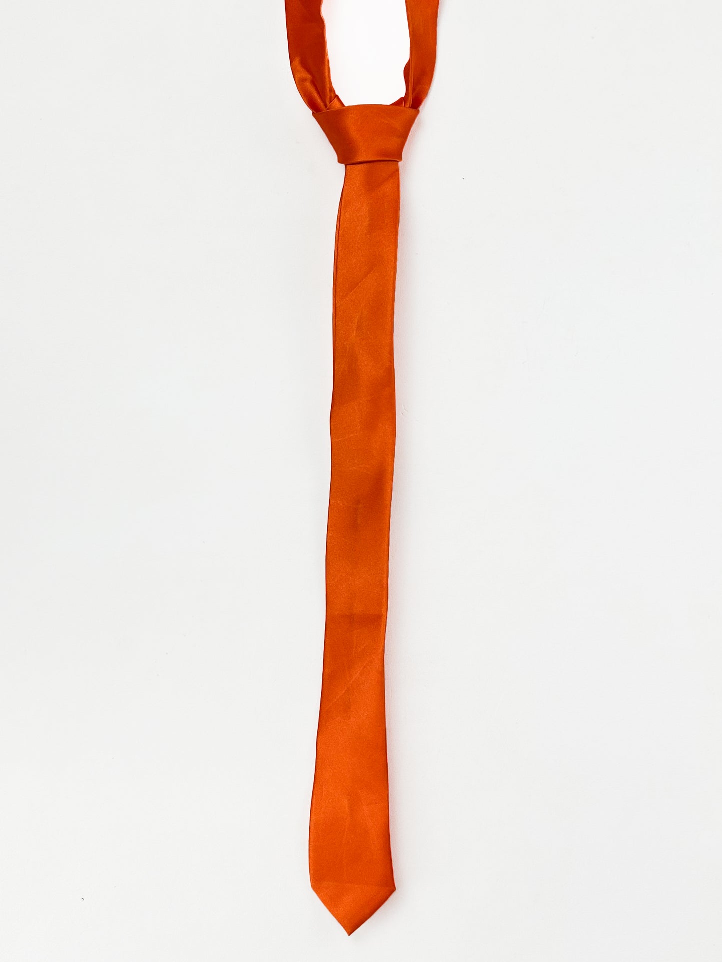 Dark Orange Pencil Tie Thin Formal Party Wear MPT05