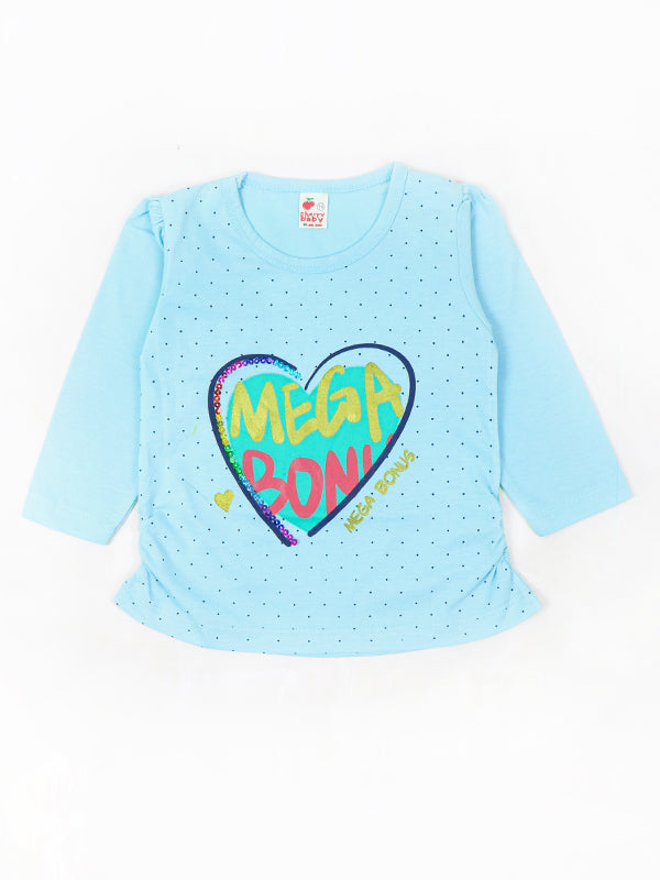 GTS03 MZ Girls T-Shirt 1 Yrs - 4 Yrs Mega Light Blue