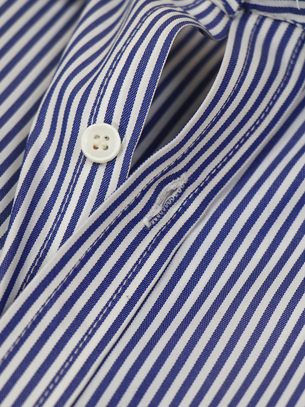 MFS08 Men's Formal Dress Shirt Dark Blue Lines