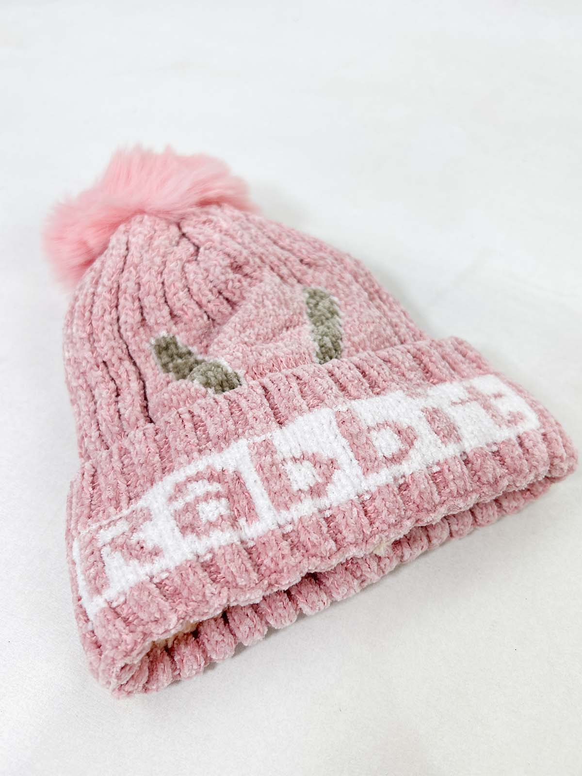 Rabbit Pink Beanie Winter Cap For Kids BWC43