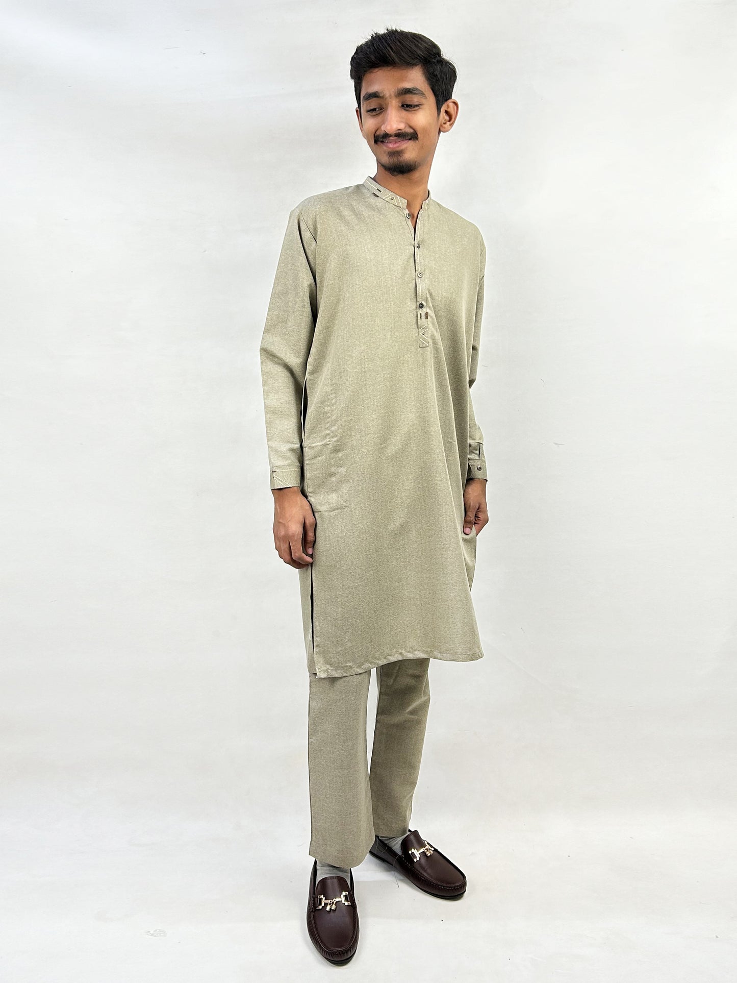 15Yrs - 17Yrs Fawn Kurta Pajama Suit For Boys AM BKS89