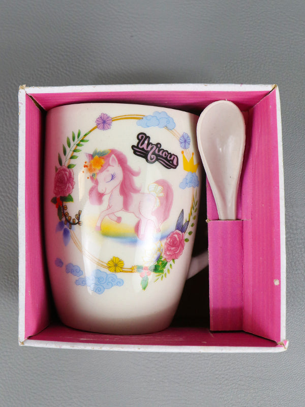 Unicorn Coffee Mug with Spoon Set