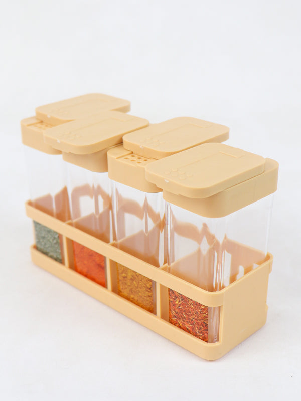 Novel Herb and Spice Rack with 4 Plastic Jar Bottles Fawn