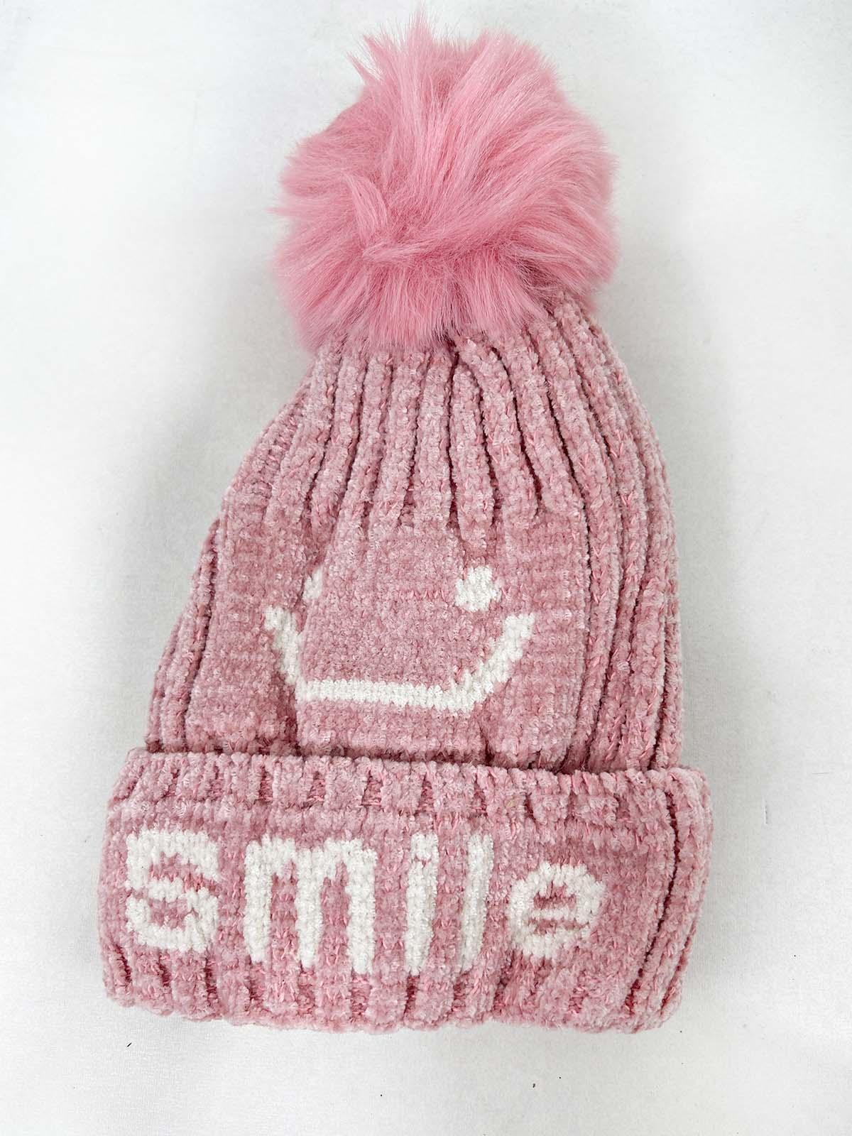 Smile Pink Beanie Winter Cap For Kids BWC26
