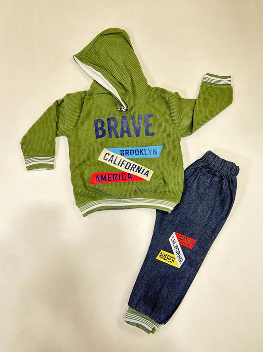 1Yr - 4Yrs Fleece Brave Green Suit For Kids RZ BS530
