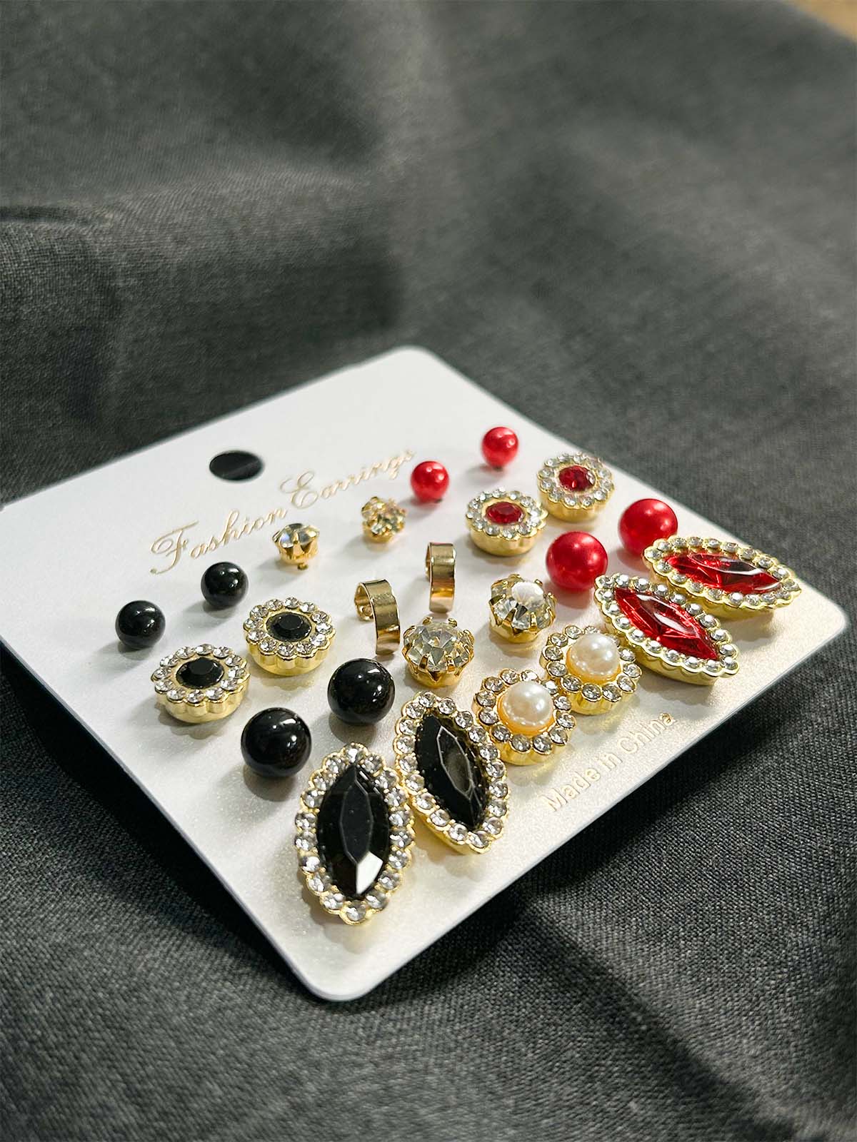 Pack Of 12 Multi Stud Earrings Set WGN33