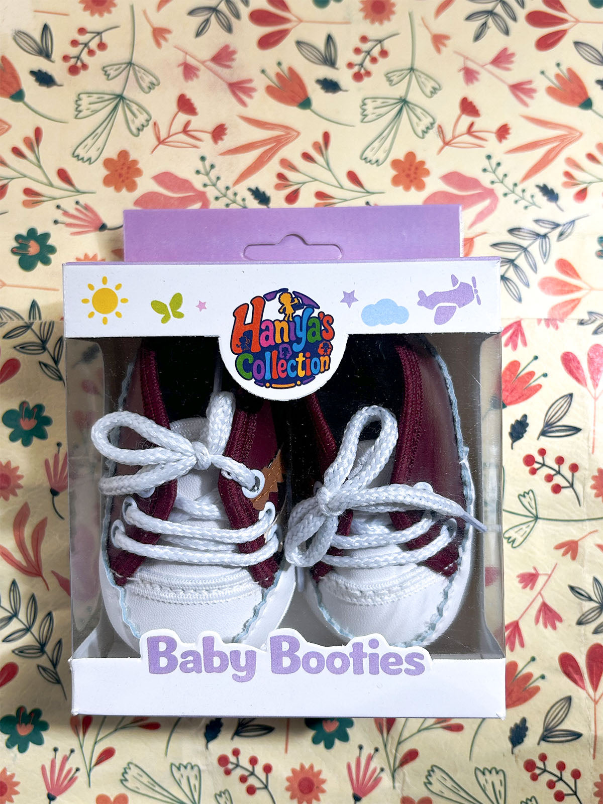 Maroon Sneaker Bootie For Newborn NB103