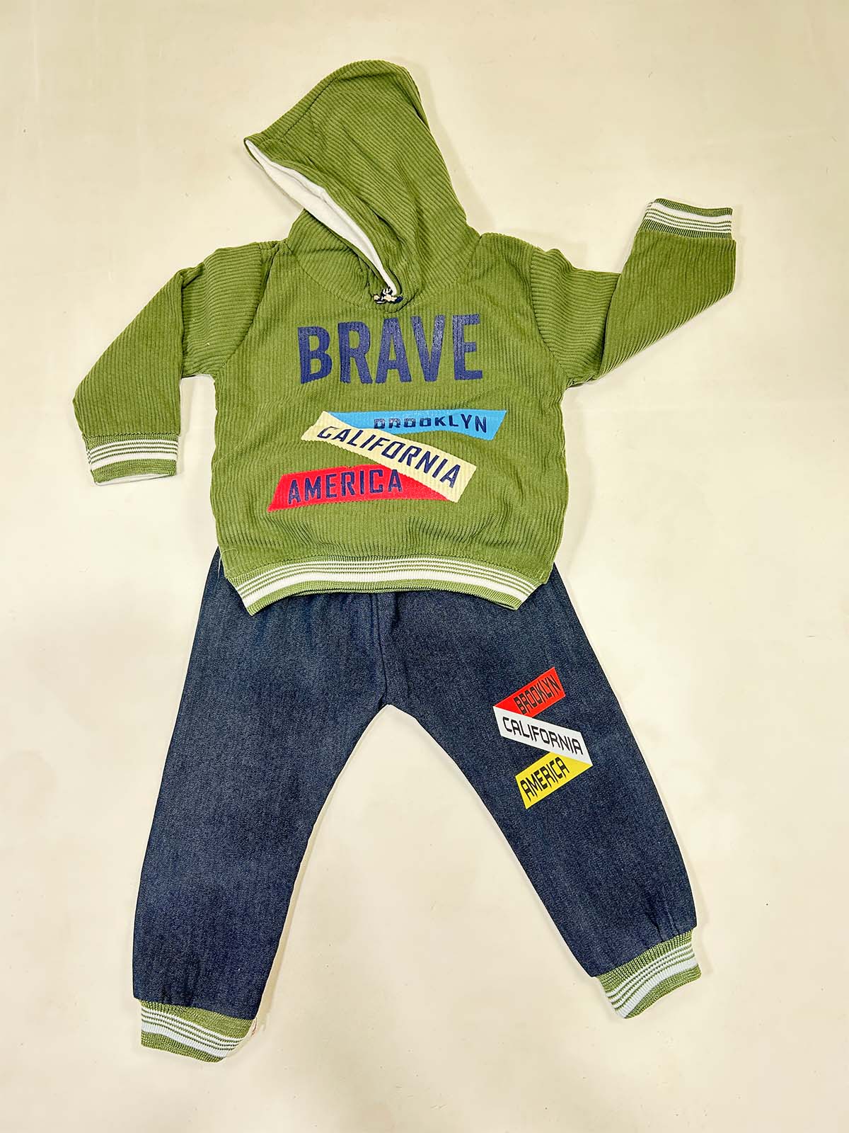 1Yr - 4Yrs Fleece Brave Green Suit For Kids RZ BS530