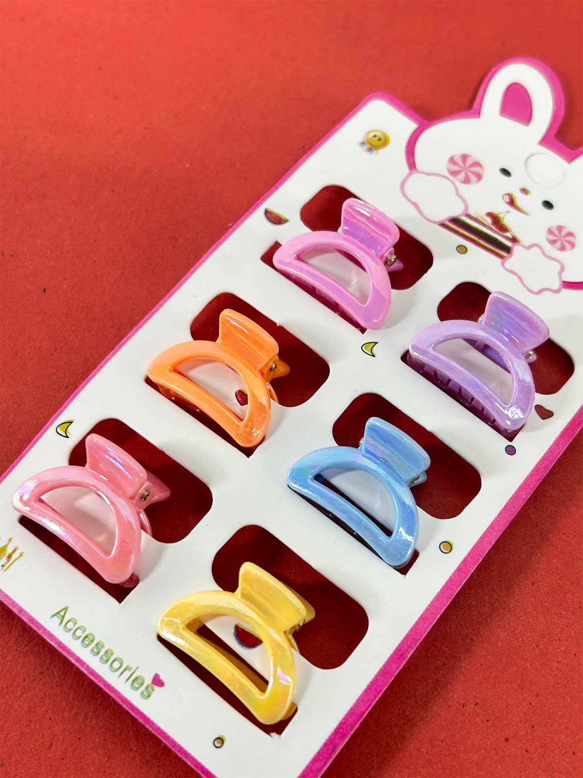 Pack Of 6 Multicolor Hair Clips For Girls GHC81