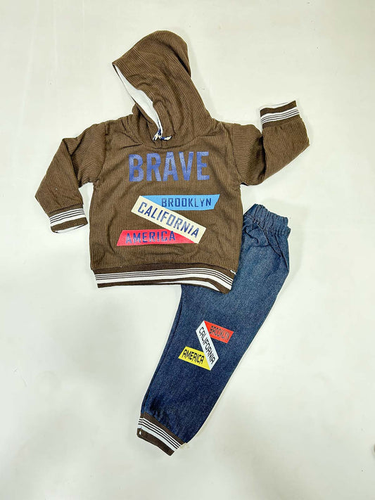 1Yr - 4Yrs Fleece Brave Brown Suit For Kids RZ BS531