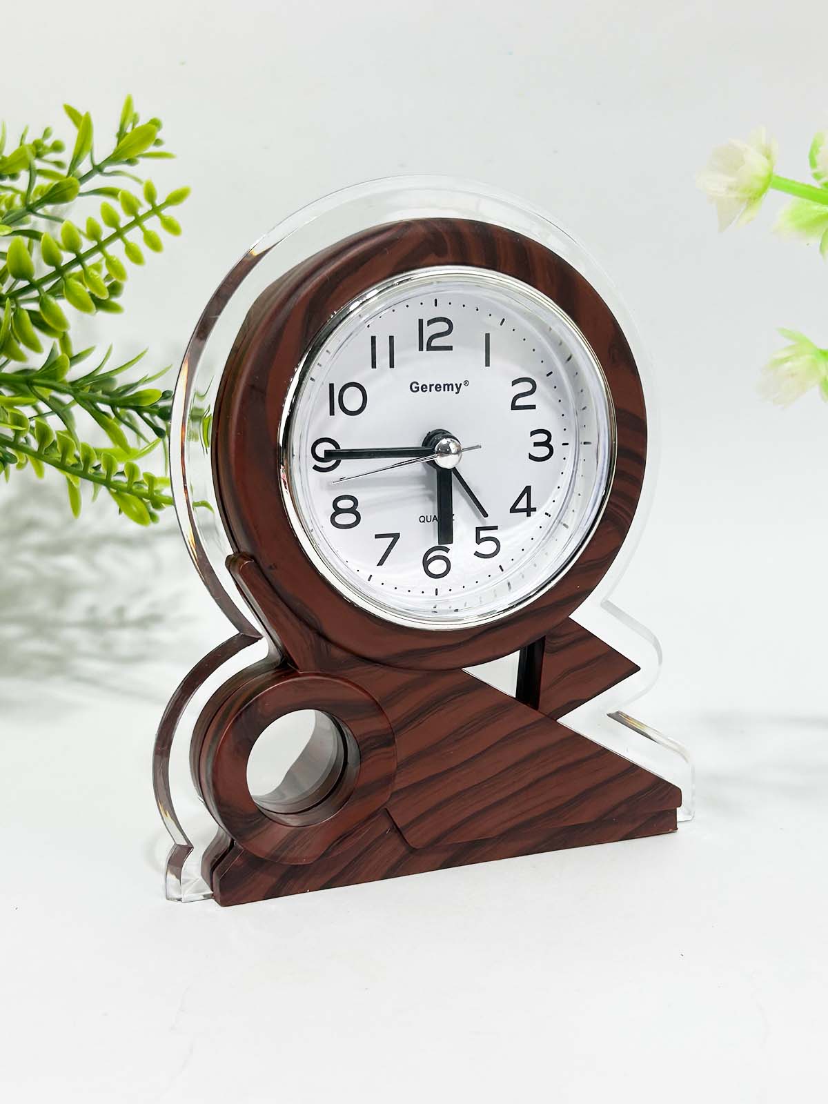 Dark Brown Table Clock With Alarm WTB43