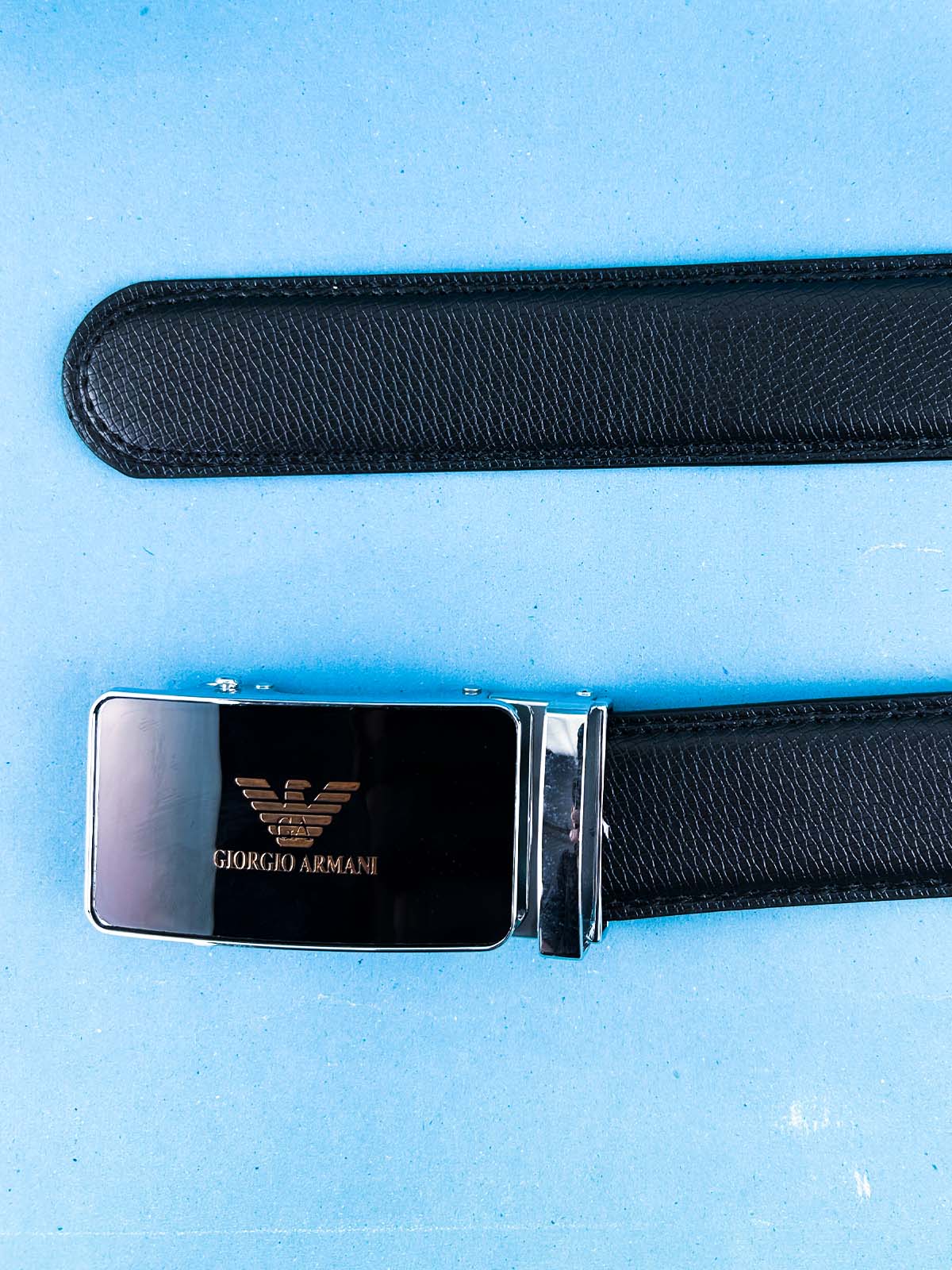 Black Faux Leather Belt For Men MB91