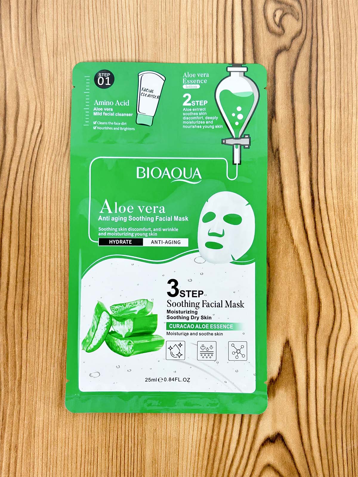 Pack of 4 3-Step Collagen, Niacinamide, Hyaluronic Acid & Aloe Vera Sheet Mask C63