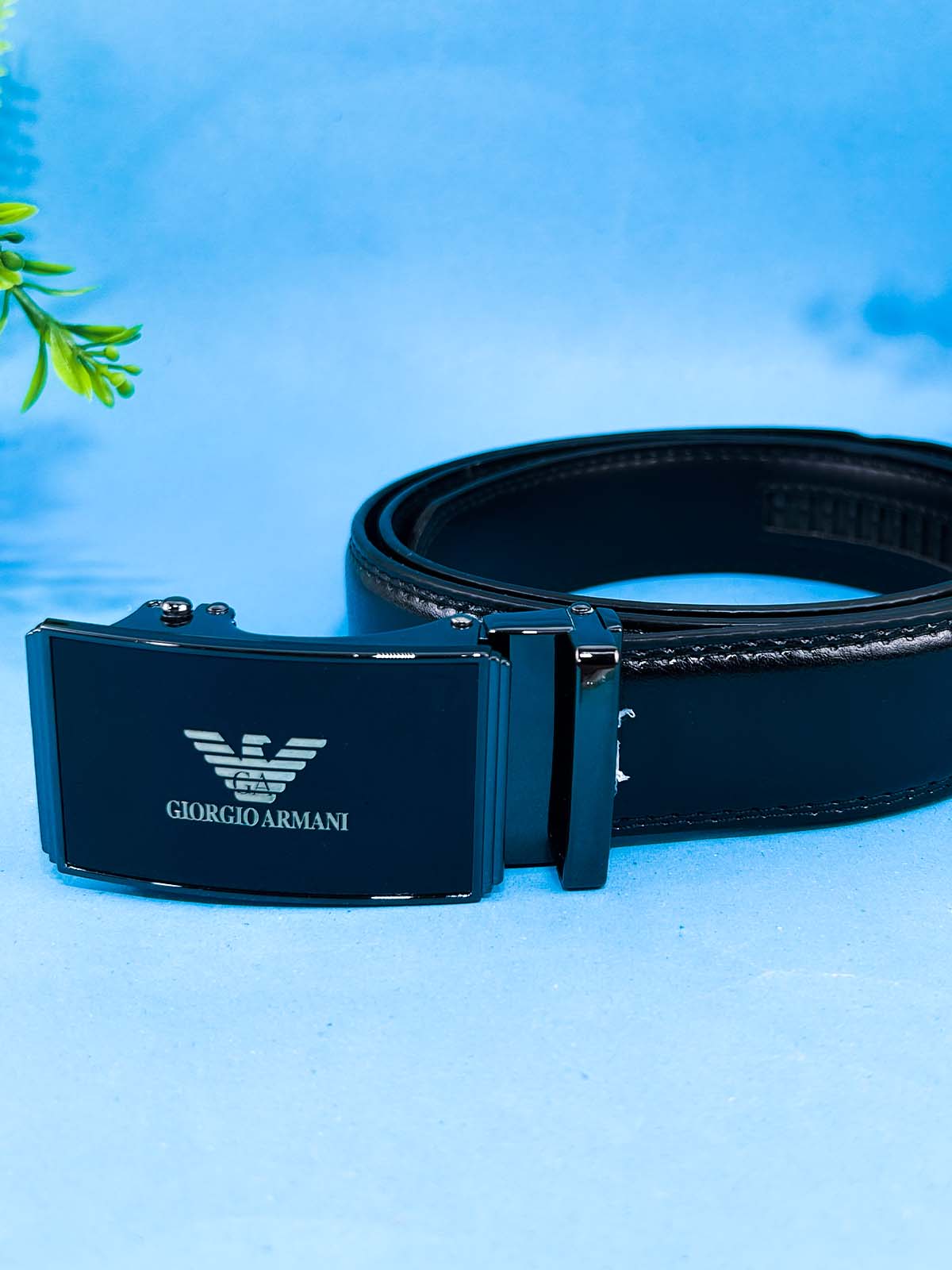 Black Faux Leather Belt For Men MB90