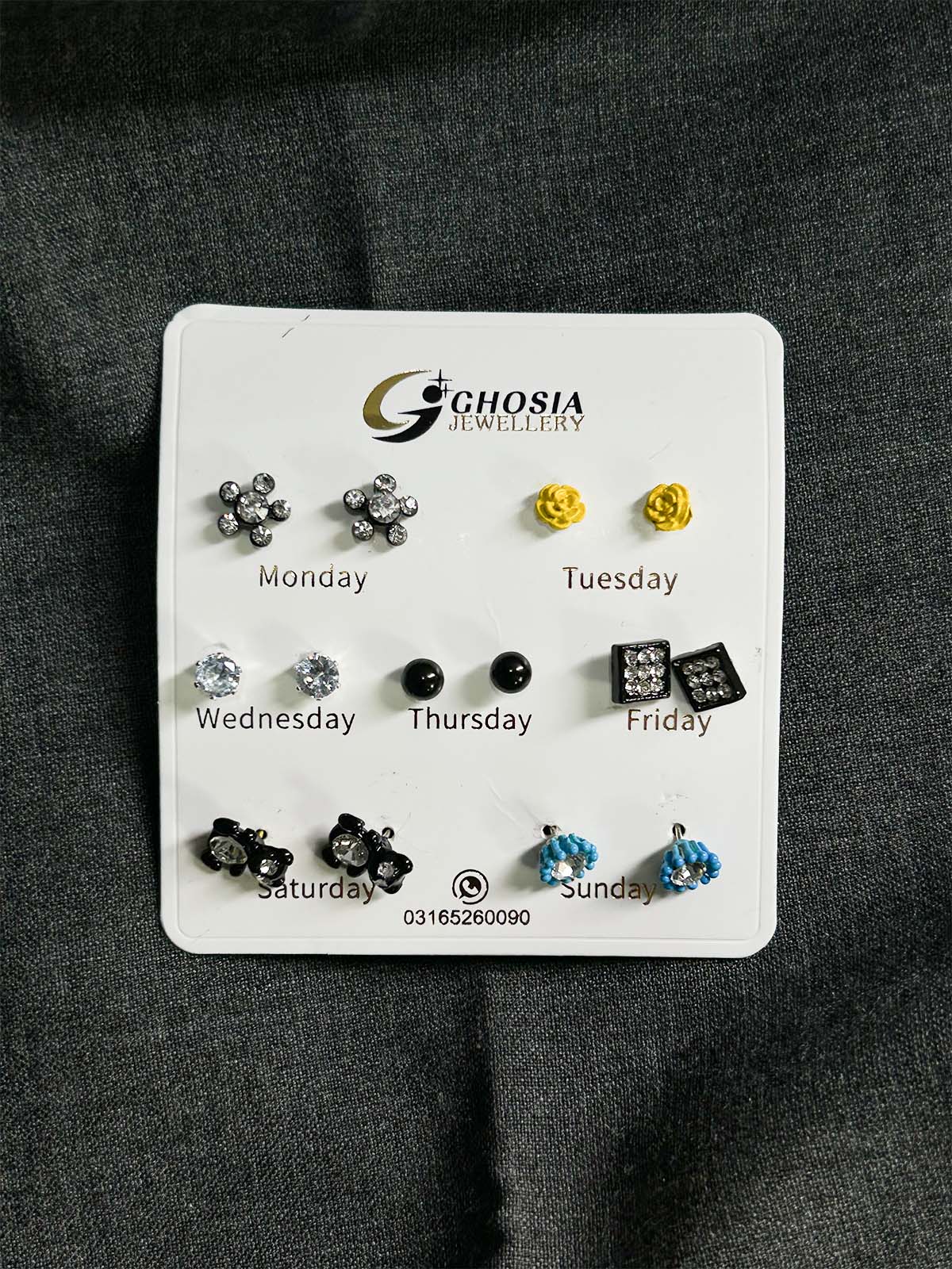 Pack Of 7 Multi Stud Earrings Set WGN39