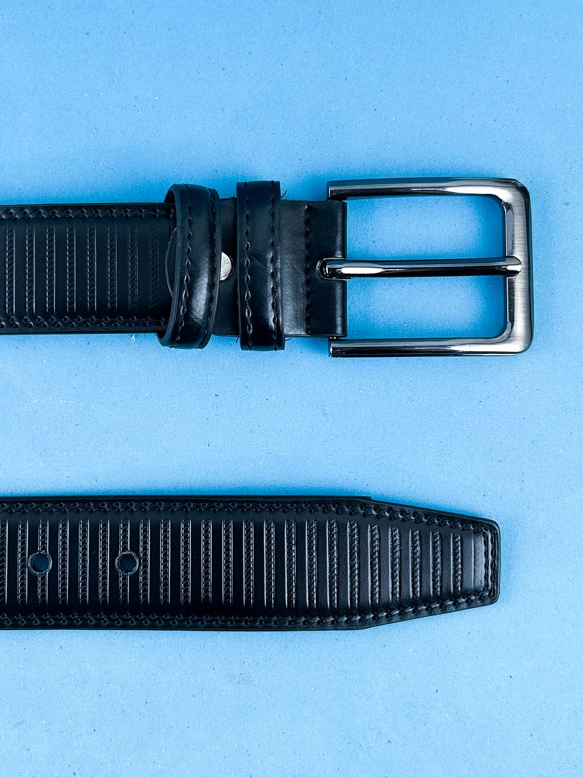 Black Faux Leather Belt For Men MB86