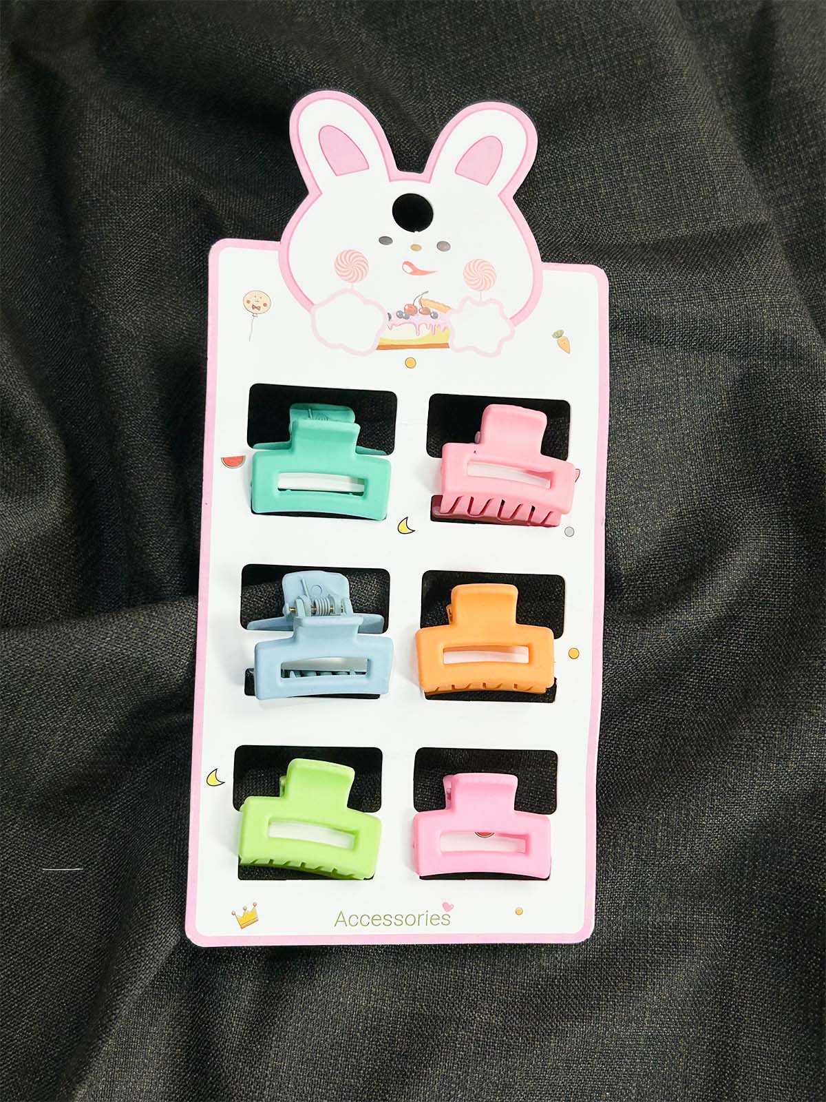 Pack Of 6 Multicolor Hair Clips For Girls GHB38