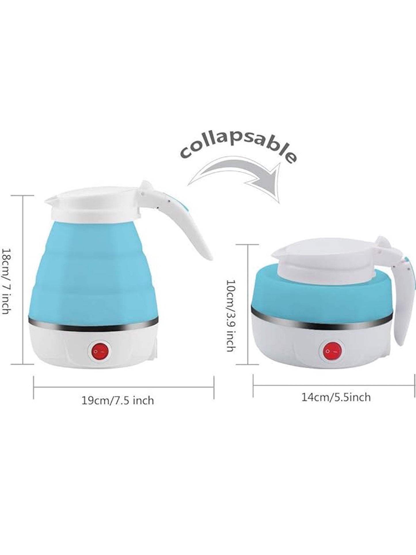 Travel Collapsible, Portable, Foldable Mini Electric Kettle Blue - 600ML
