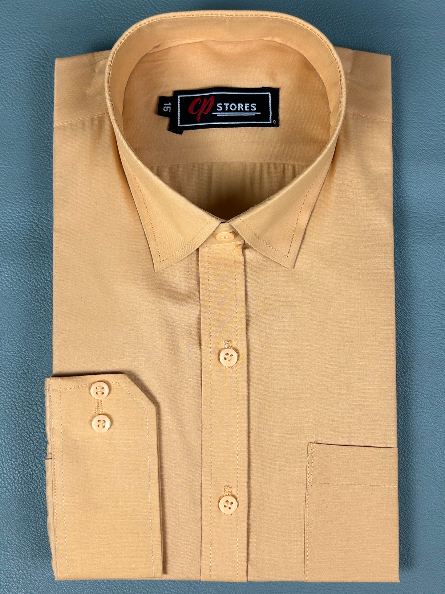 Light Orange Plain Formal Dress Shirt For Men MFS233