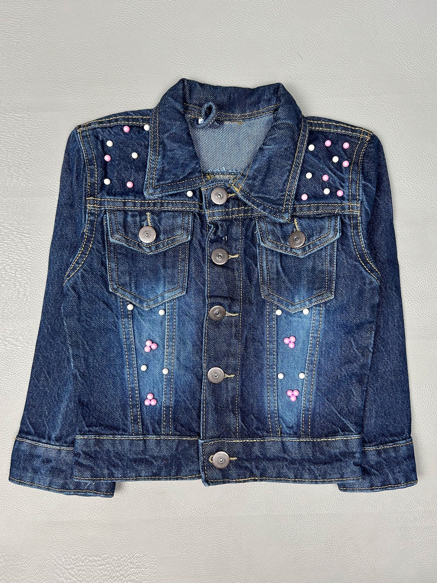 6Mth- 8Yrs Faded Dark Blue Denim Jacket For Girls KJ39