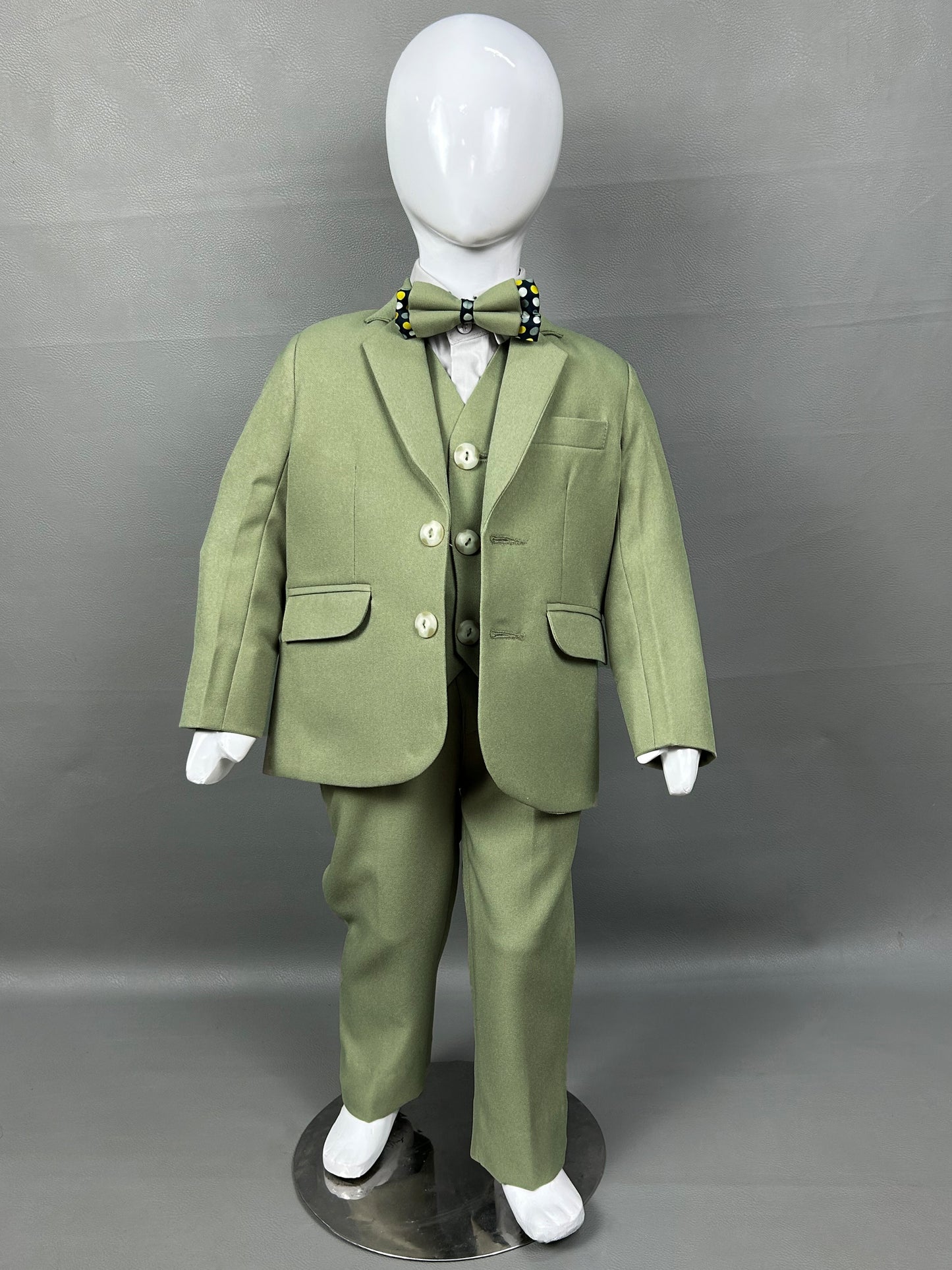 6Mth - 14Yrs Moss Green 5Pcs Coat Pant Suit for Boys BCP26