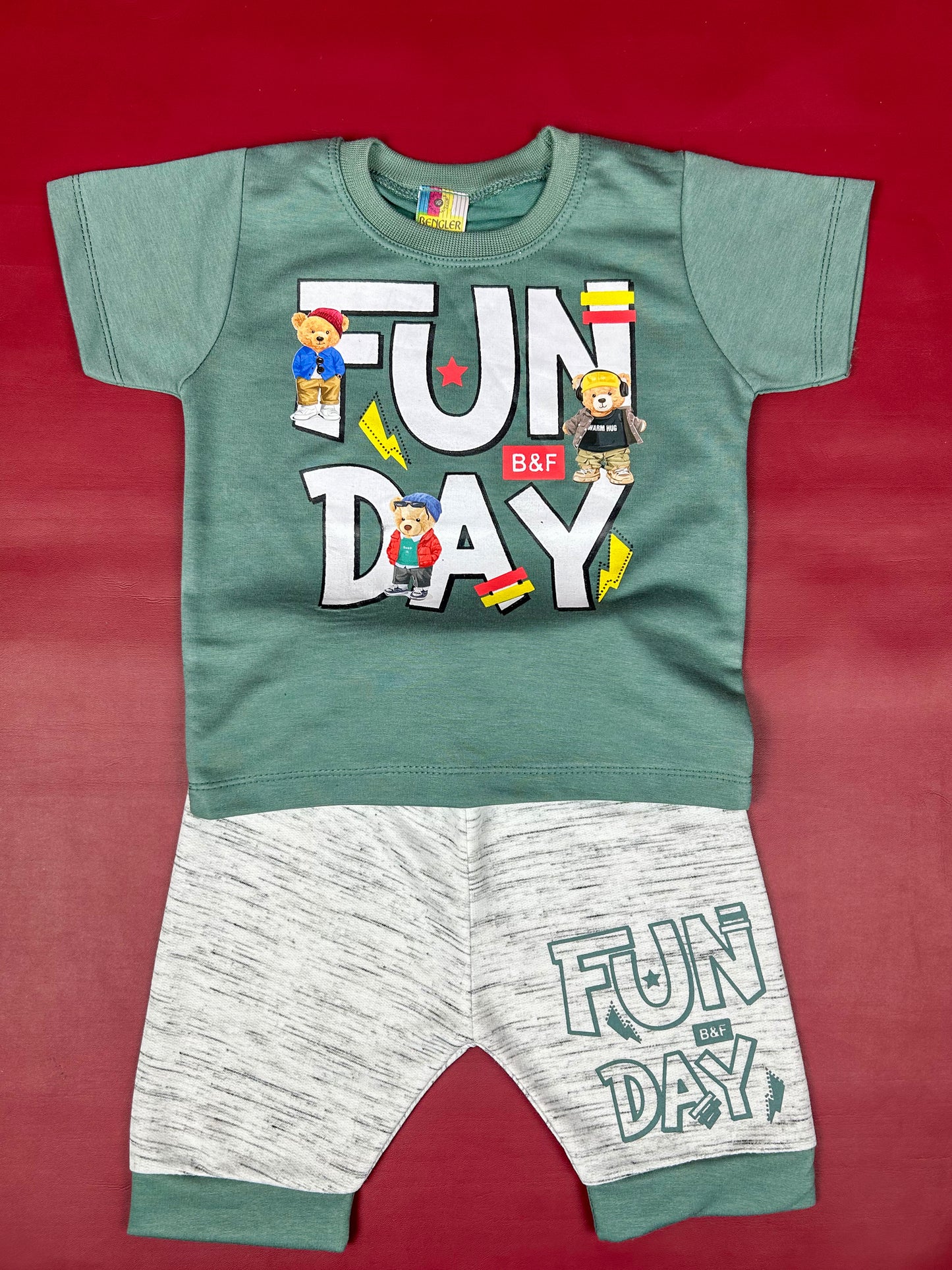 1Yr - 4Yrs Fun Day Green Suit For Kids BS253
