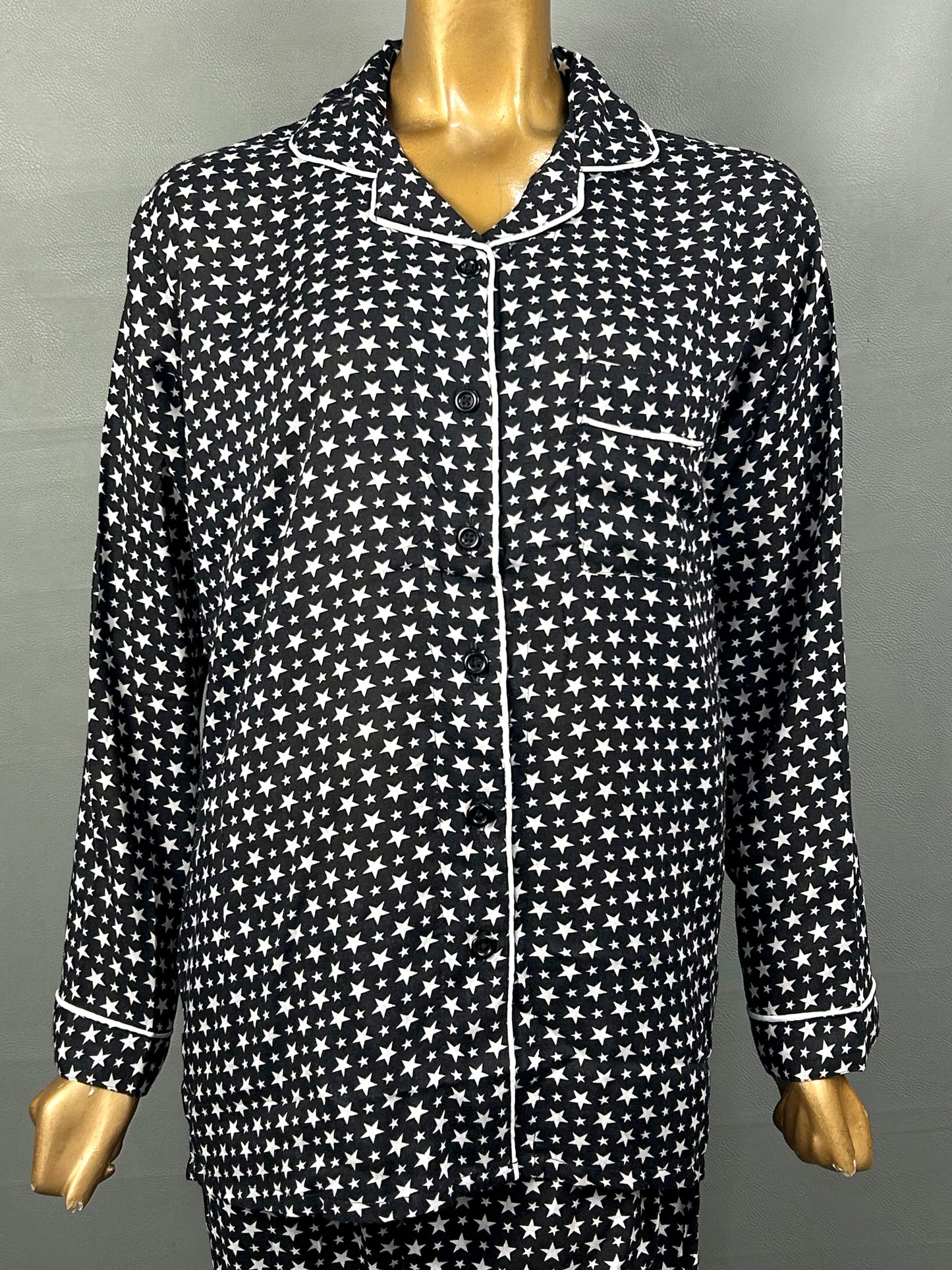 Black Linen Printed Night Suit For Women WNS13