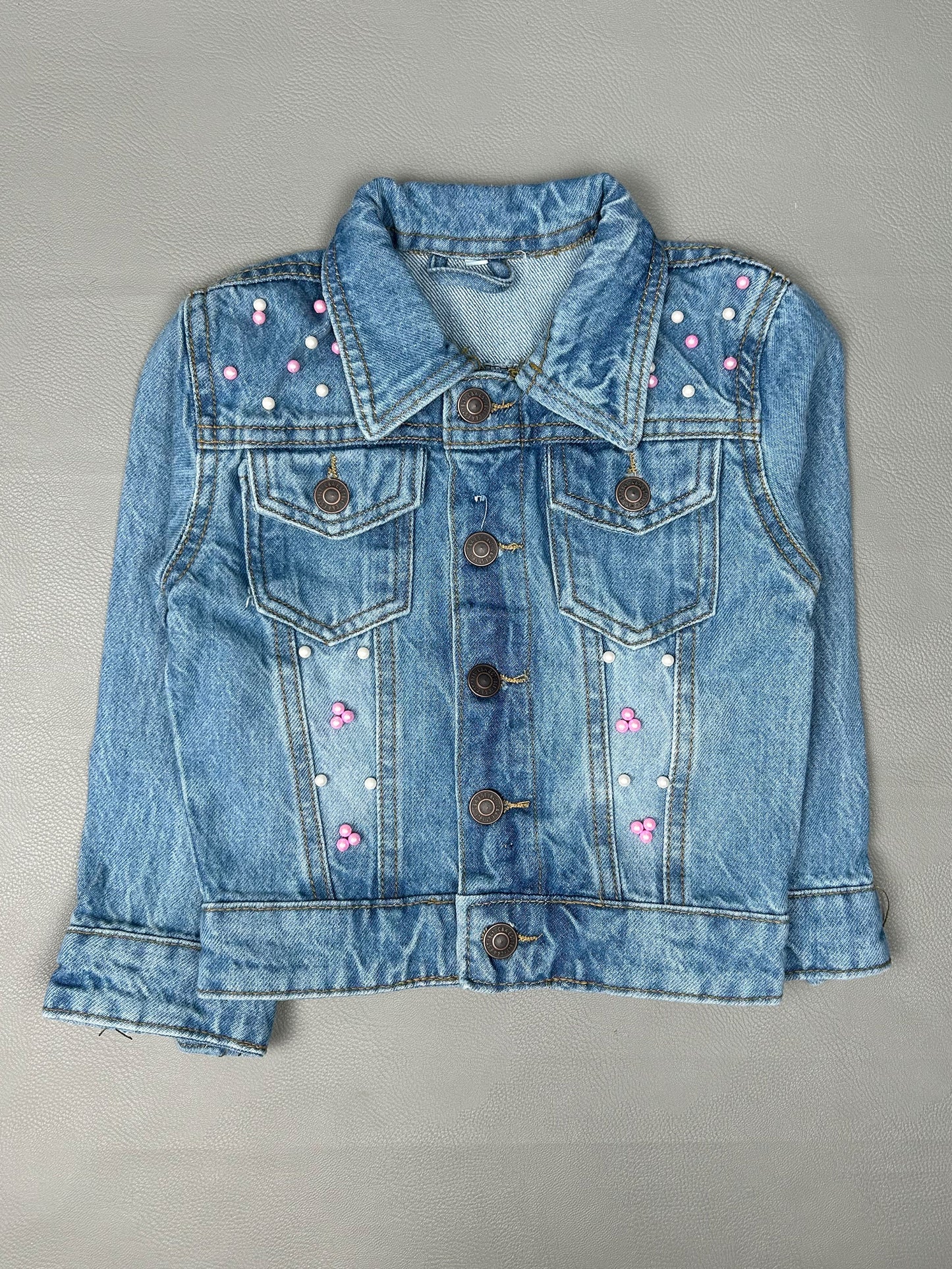 6Mth- 8Yrs Faded Light Blue Denim Jacket For Girls KJ37