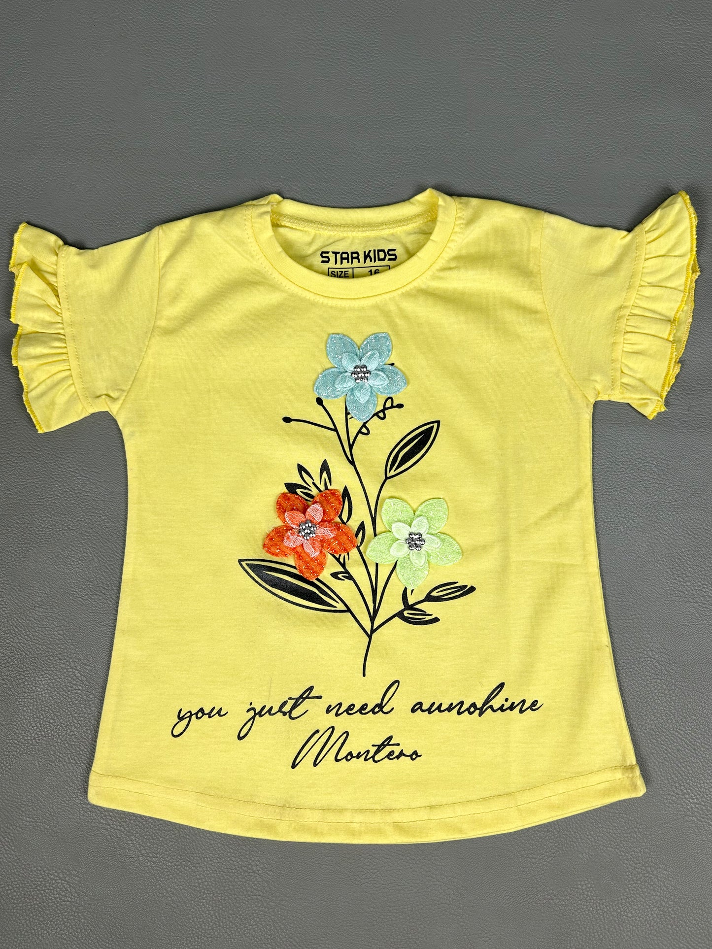 2.5Yrs - 7Yrs Just Yellow T-Shirt For Girls SK GTS39