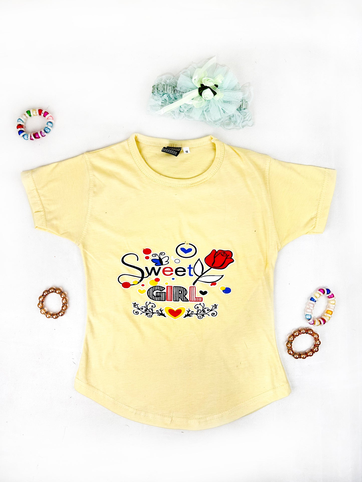 3Yrs - 7Yrs MZ Light Yellow T-Shirt For Girls GTS75