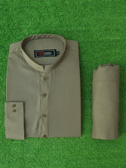 828/1 Men's Kameez Shalwar Stitched Suit Brown 8 Shab