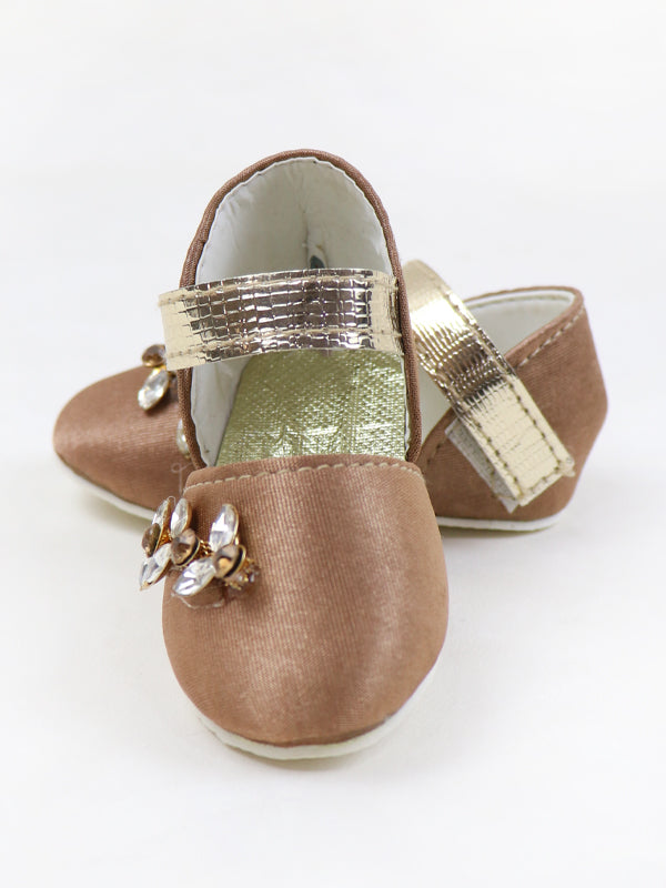 NBYB06 Baby Girl Crochet Bootie Shoes Brown