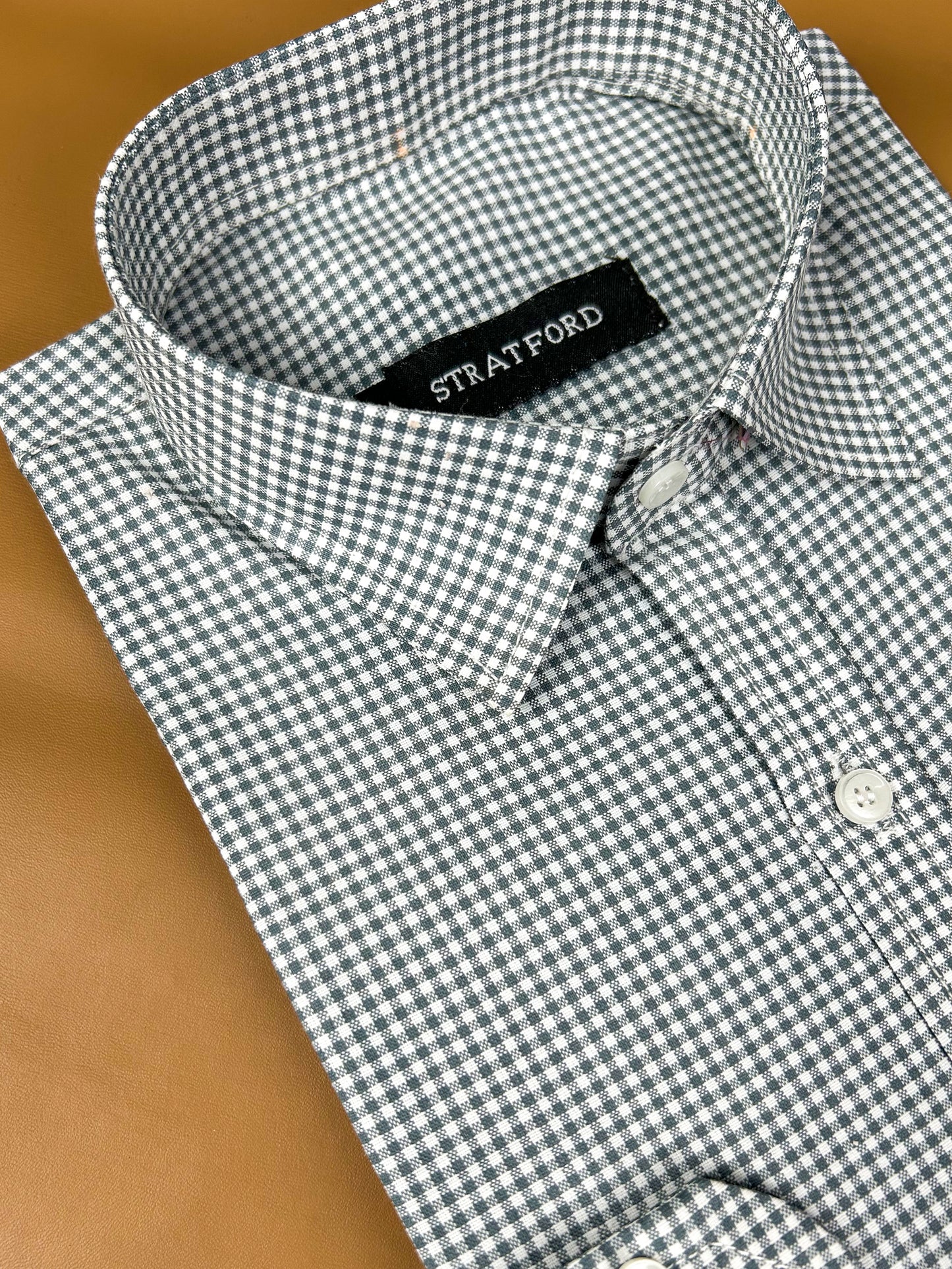 MFS12 Men's Formal Dress Shirt Grey Checks