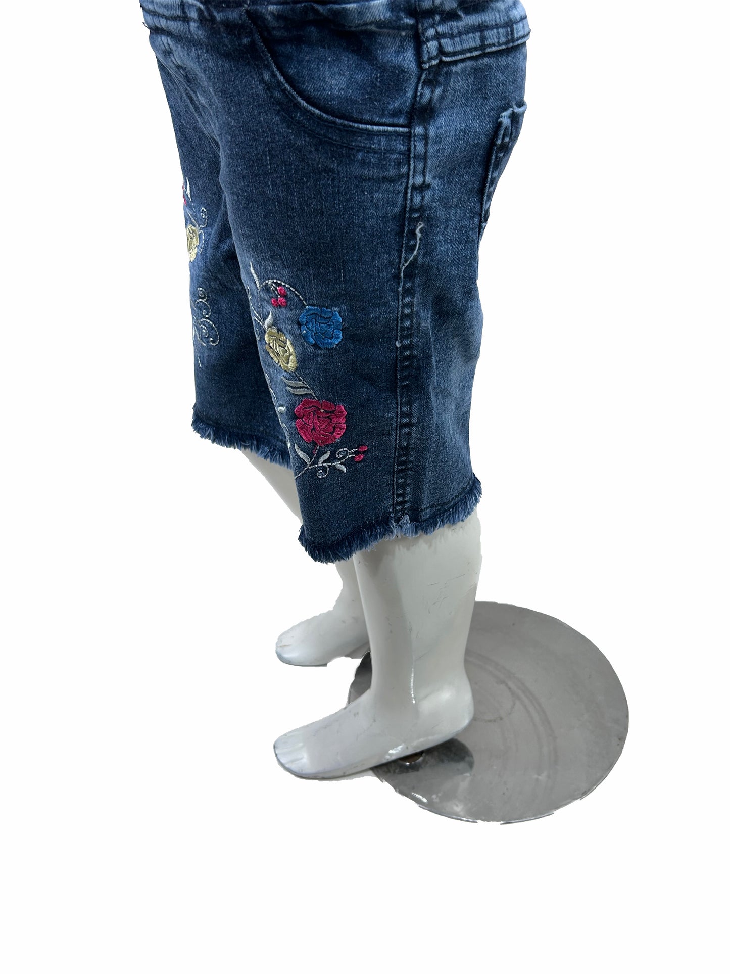 1.5Yrs - 4Yrs Stretchable Flower Blue Denim Jeans For Girls GJ26