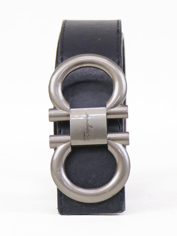Ferragamo G Men's Leather Belt Shadow Gray