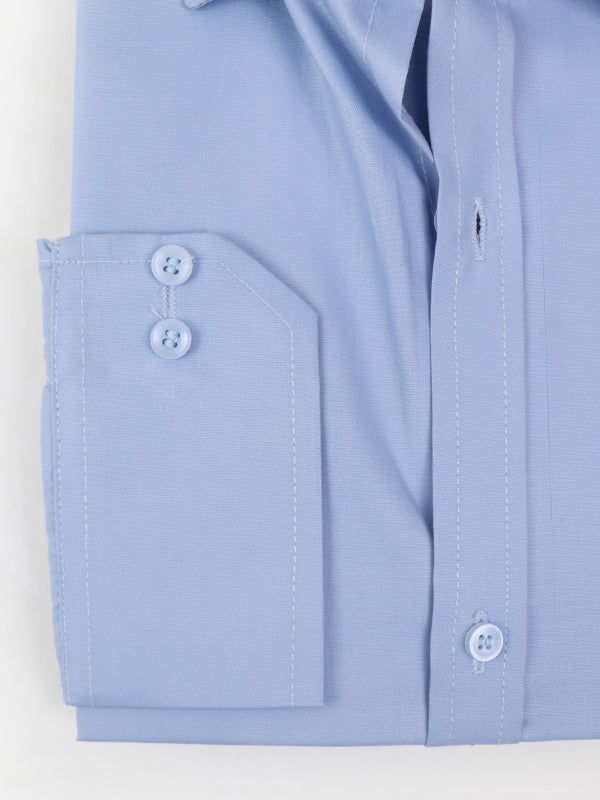 AZ Men's Formal Dress Shirt Plain Blue