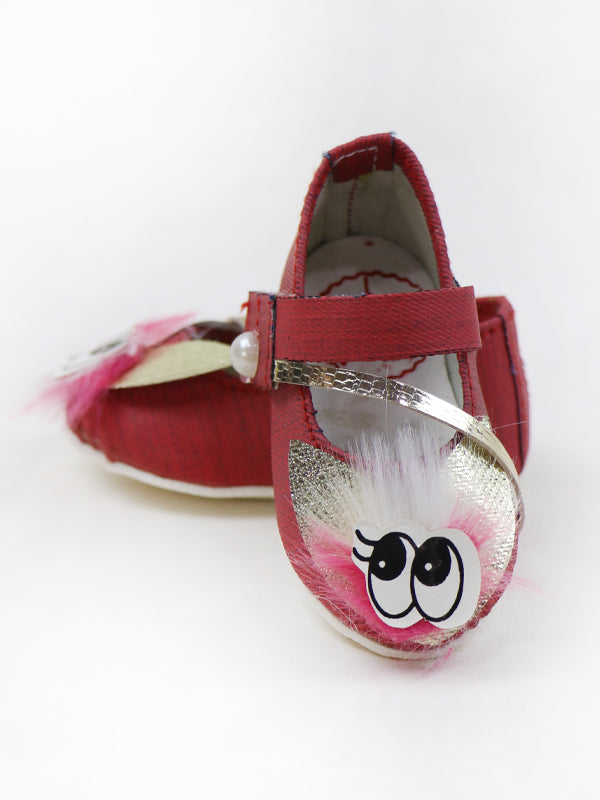 NBYB06 Baby Girl Crochet Bootie Shoes Light Maroon