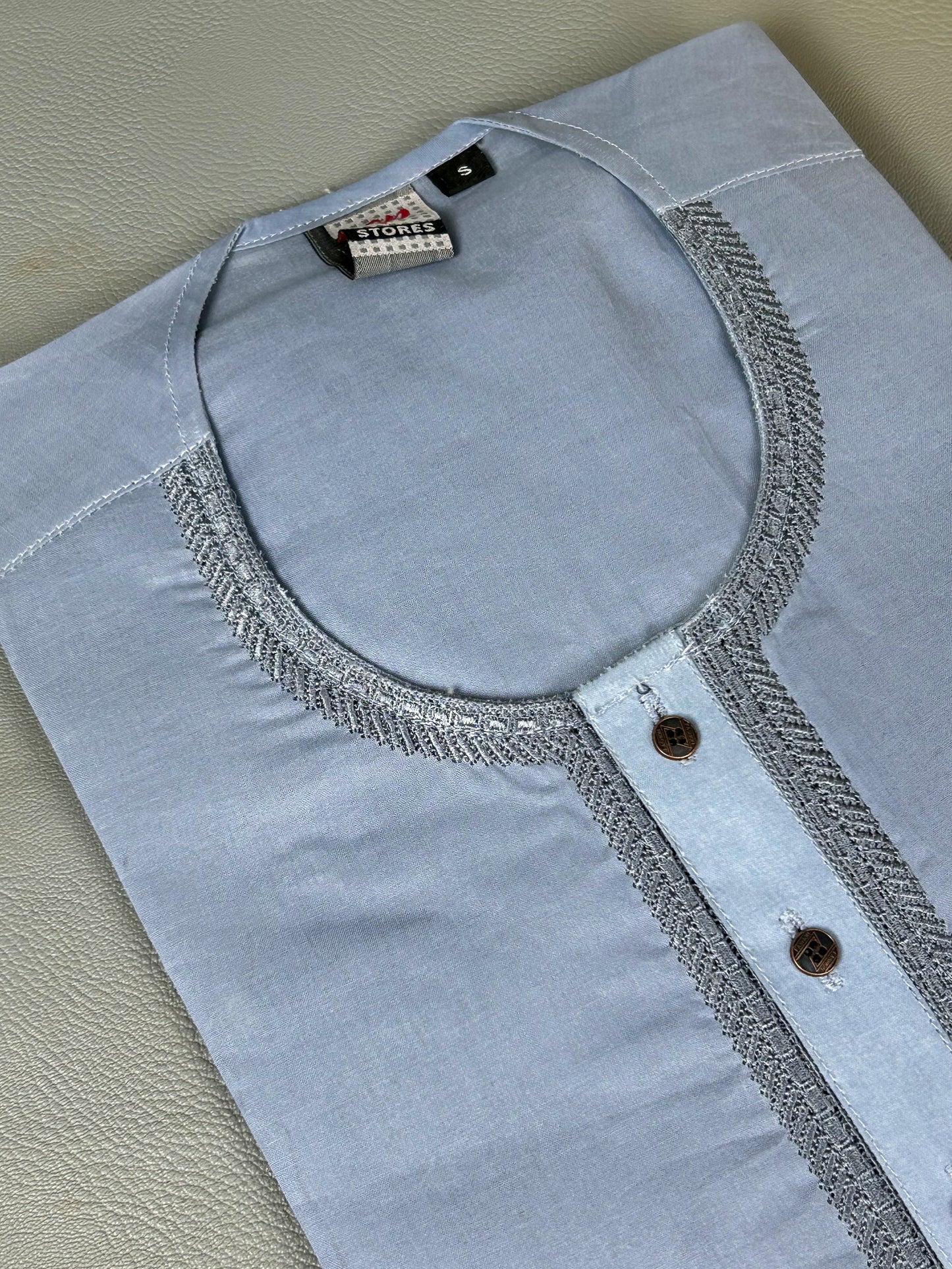 Light Grey 100% Cotton Magsi Collar Kurta for Men MK10