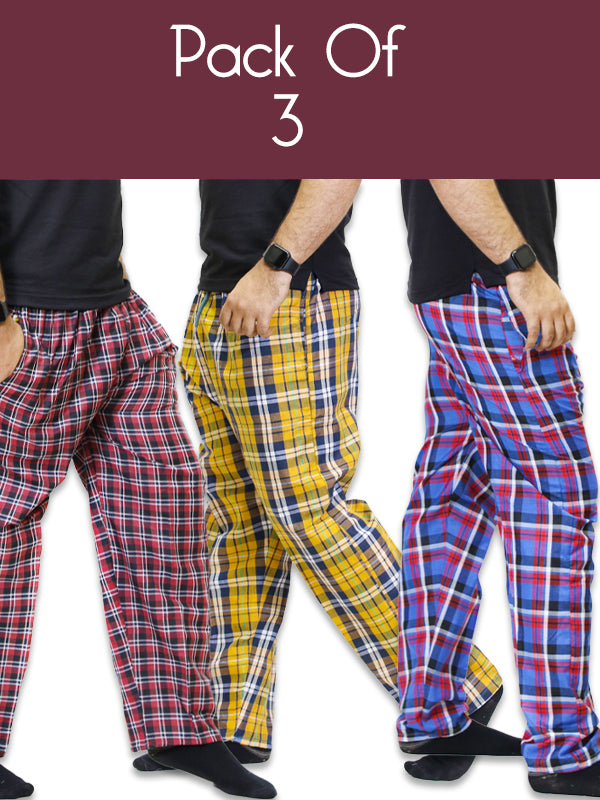 Pack Of 3 A Men's Trouser Checks - Multicolor
