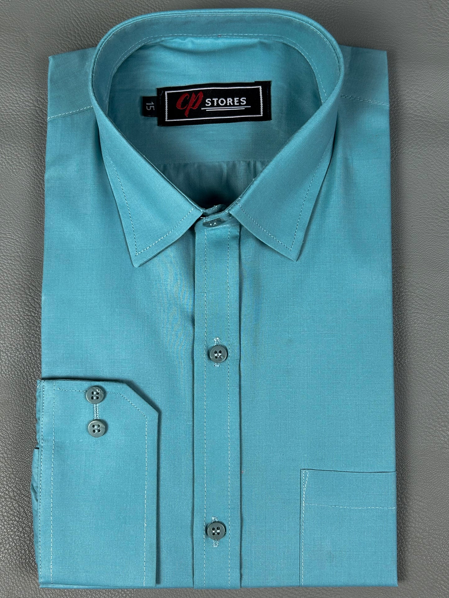 AZ Men's Formal Dress Shirt Plain Persian Green