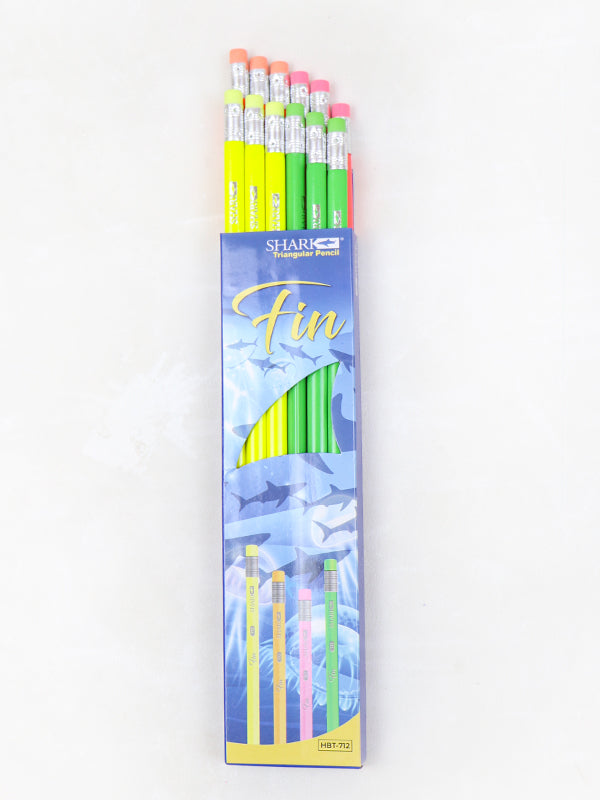 Shark Fin Triangular Pencils - 12Pcs