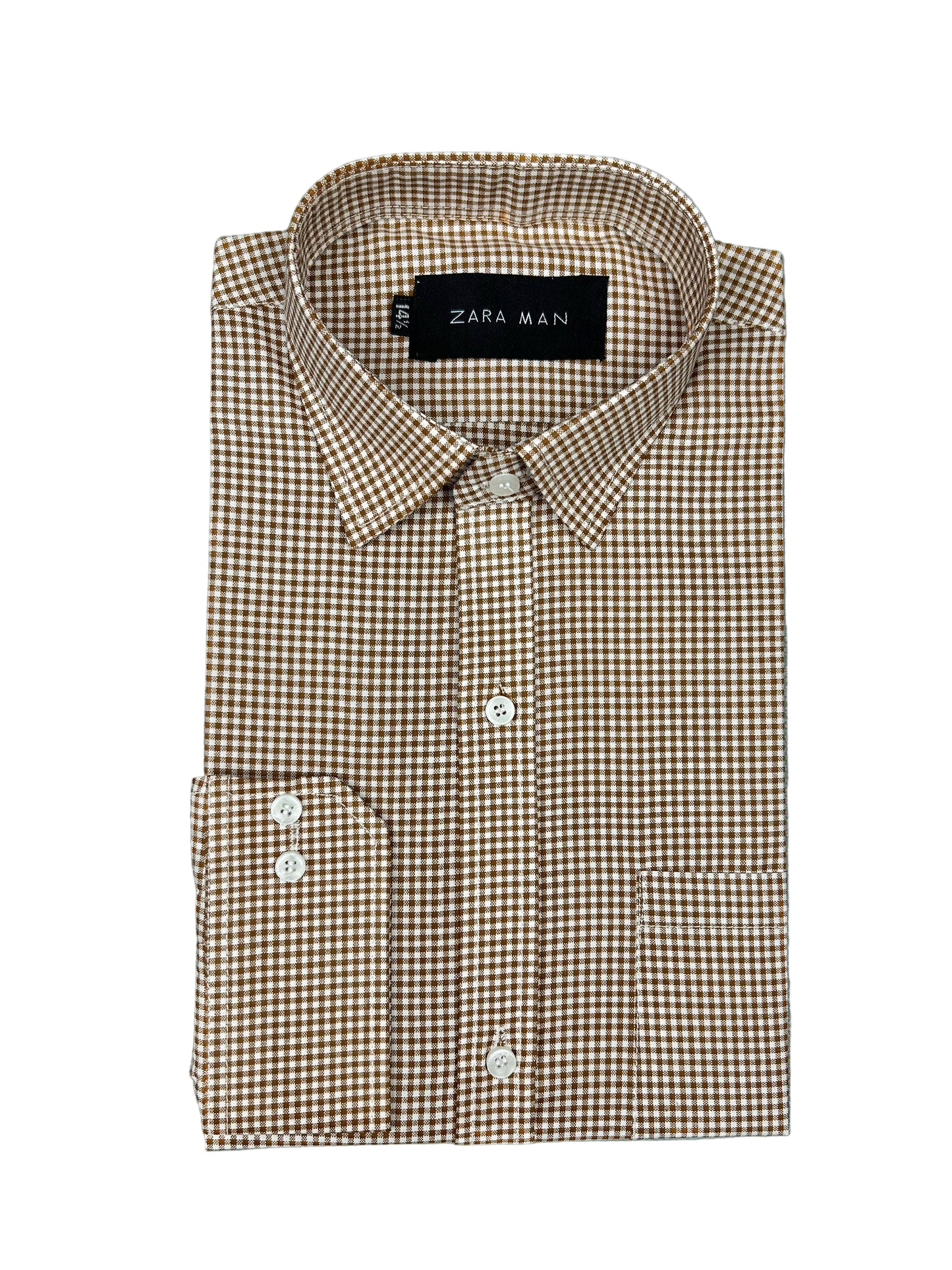 ZS Men's Formal Dress Shirt Light Brown Checks MFS413