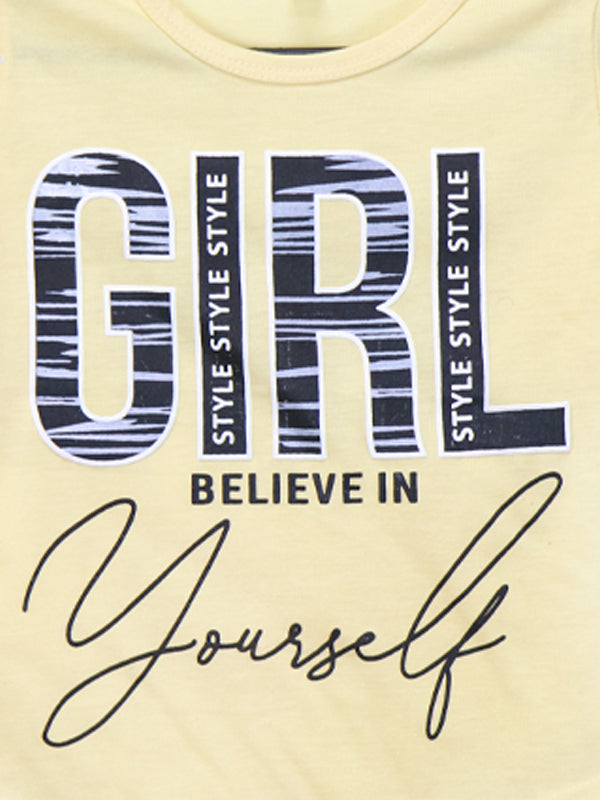AT Girls T-Shirt 2.5Yrs - 7Yrs Believe Light Yellow