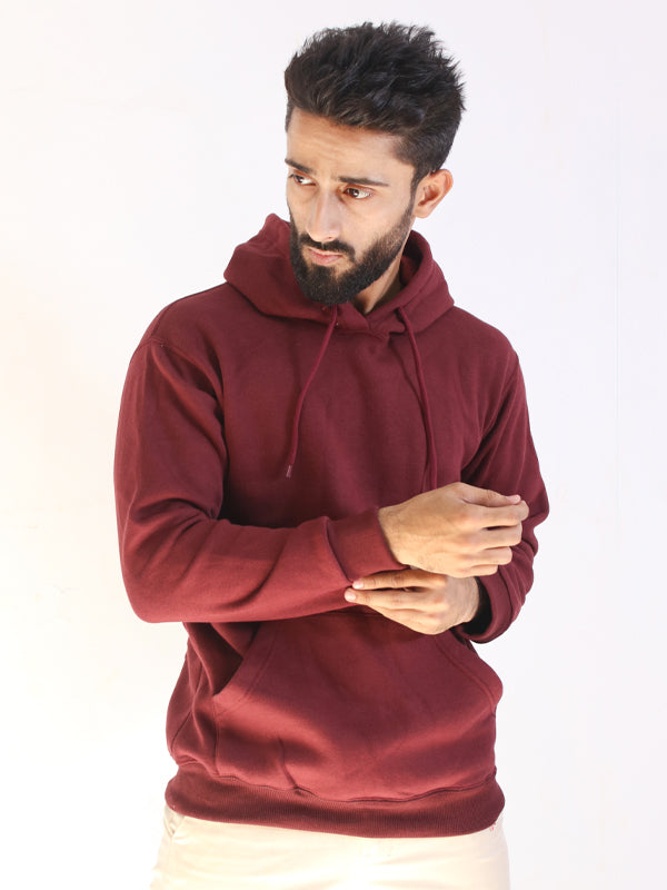 MM Unisex Plain Pullover Hoodie Maroon