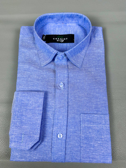 Men's Chambray Formal Dress Shirt Blue MFS418