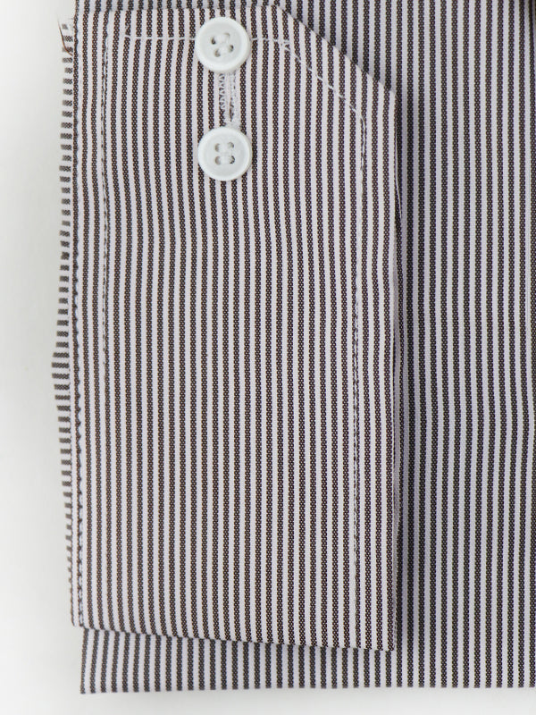 MFS06 Men's Formal Dress Shirt Dark Brown Lines