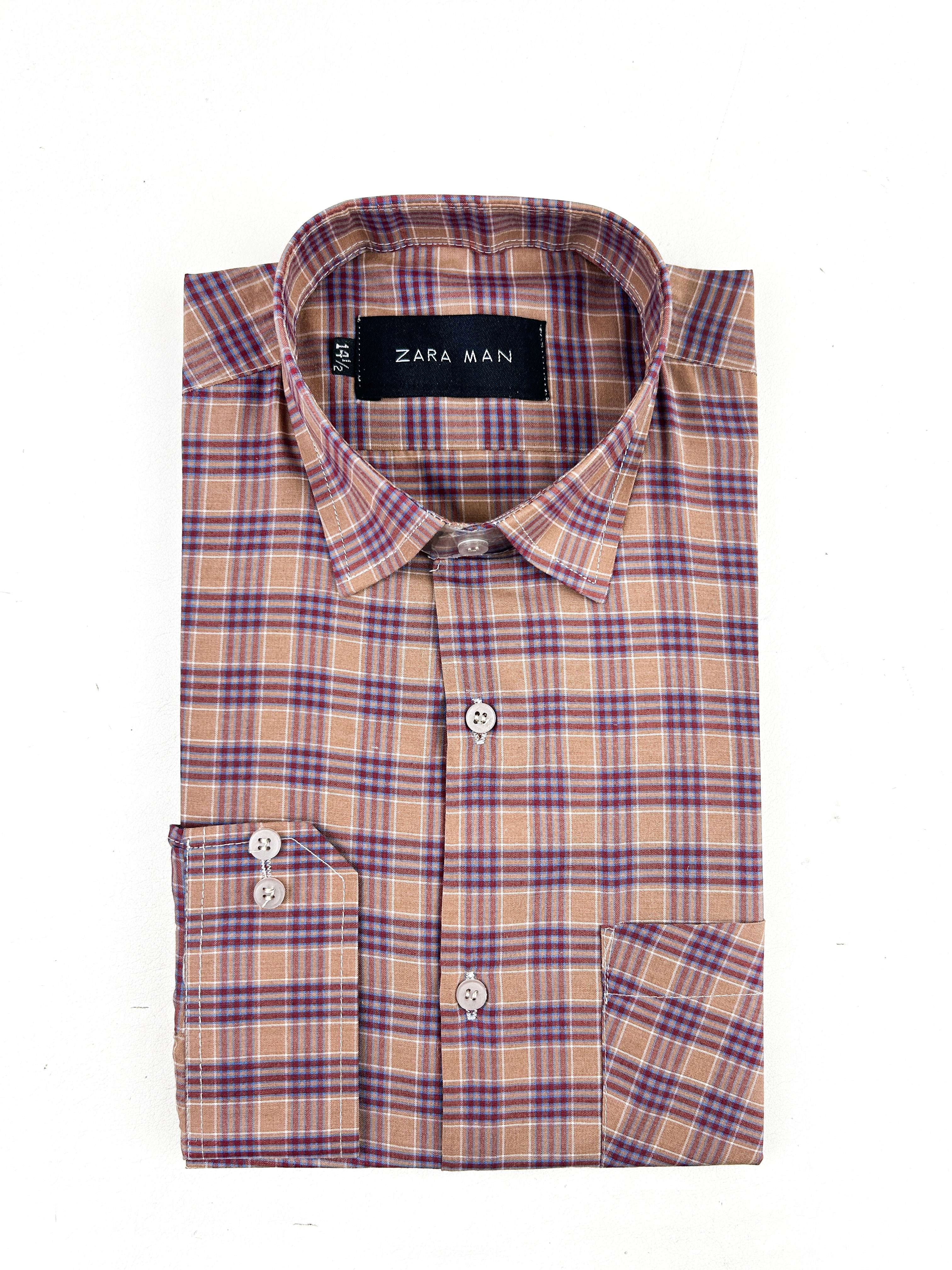 Brown Checks Formal Dress Shirt For Men MFS316 – The Cut Price
