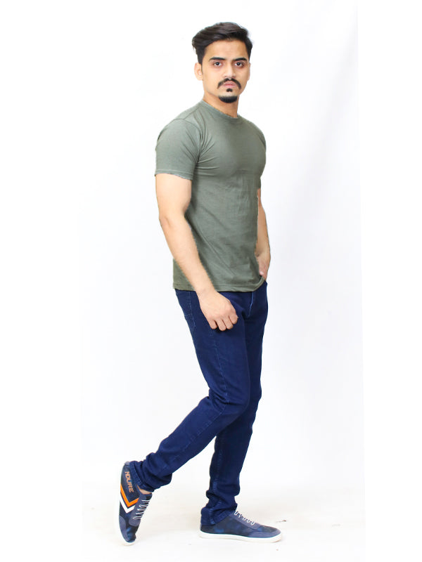 M Men's Plain Crew Neck T-Shirt Green