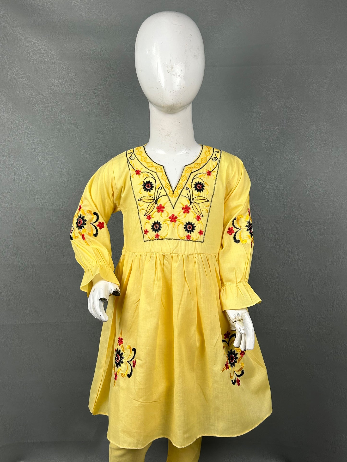 5Yr - 12Yrs Yellow Embroidered Suit For Girls RZ GS126